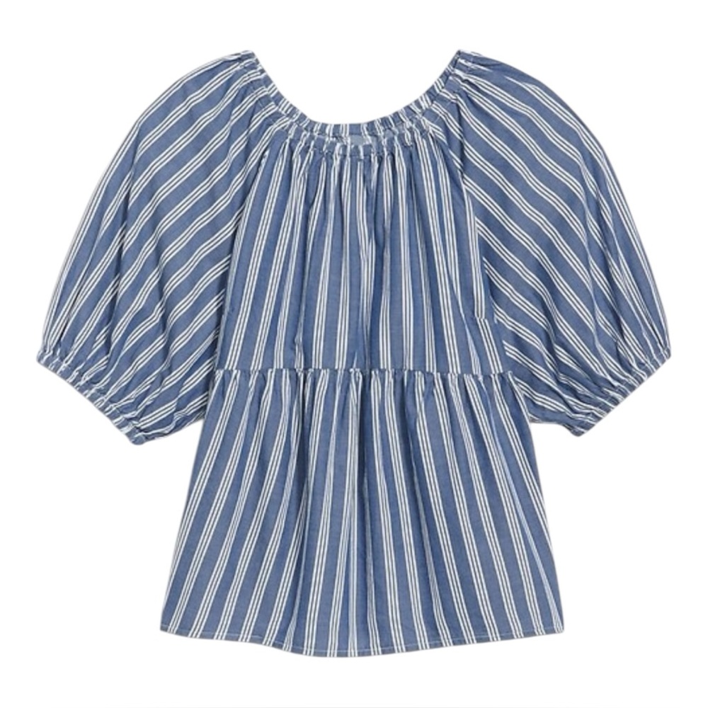 Old Navy Patterned Puff-Sleeve Babydoll Swing Top Blouse Women’s Size 3X Stripes